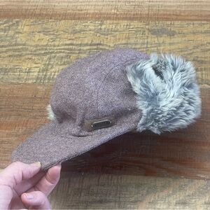 Duluth Trading Co. Women's Ear Flap Ball Cap wool blend faux fur wool blend